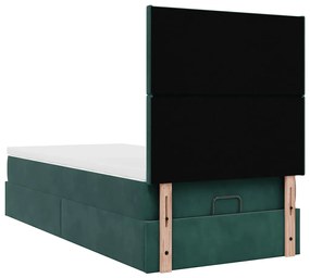 Estrutura de cama otomana colchões 90x200cm veludo verde escuro