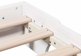 Estrutura de Cama Branca 80x200 cm em Madeira de Pinho Sólido