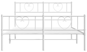 Estrutura de cama com cabeceira e pés 135x190 cm metal branco