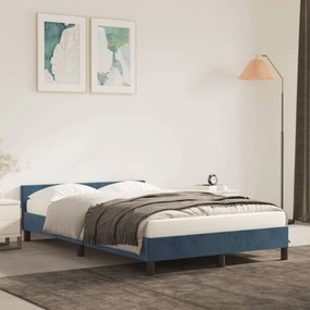 Estrutura de cama c/ cabeceira 120x190 cm veludo azul-escuro