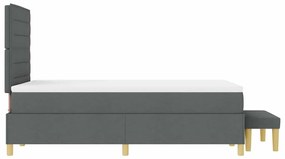 Cama com Molas com Colchão e Banco Cinza Escuro 120x190 cm Tecido
