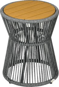 Outsunny Mesa de jardim em estilo boho, resistente às intempéries, PE-Rattan, 39 cm x 39 cm x 49 cm, Preto + Natural | Aosom Portugal