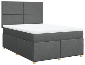 Cama com molas/colchão 140x190 cm tecido cinzento-escuro