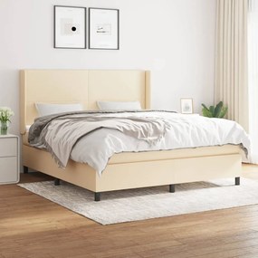vidaXL Cama com molas/colchão 160x200 cm tecido cor creme