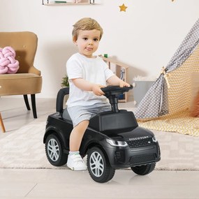 Andarilho para crianças forma de carro de 12 a 36 meses com buzina, sons e espaço para guardar Brinquedo para sentar e deslizar Preto