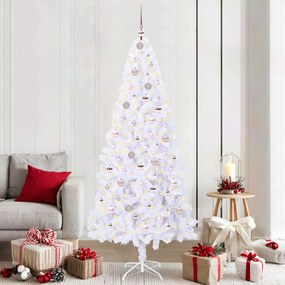 vidaXL Árvore de Natal Artificial com 300 LEDs Branco 210 cm PVC e Aço