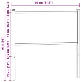 Cabeceira de cama 75cm derivados de madeira/aço carvalho sonoma