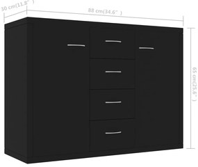 Aparador 88x30x65 cm contraplacado preto