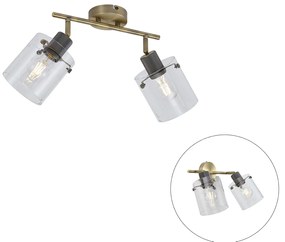 Foco de teto de design bronze com vidro transparente 2 luzes - Domo Moderno