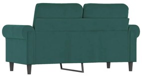 Sofá de 2 lugares 120 cm veludo verde-escuro