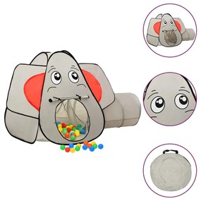 3107739 vidaXL Tenda de brincar elefante com 250 bolas 174x86x101 cm cinzento