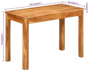 Mesa de jantar 110x55x76 cm madeira de acácia maciça