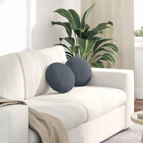 vidaXL Almofadas de Assento 2 pcs Cinza Escuro Ø 40 x 13 cm Veludo