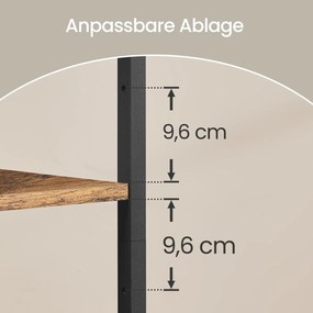 Armário de cozinha com 4 prateleiras, 40 x 80 x 140 cm com base de carregamento, 8 ganchos castanho-preto