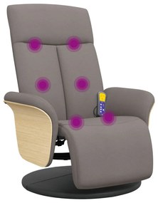 Cadeira massagens reclin. c/ apoio pés tecido cinza-acastanhado