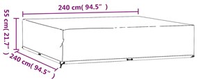 Capas móveis de jardim 2 pcs 16 ilhós 240x240x55 cm retangular