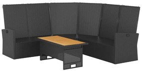 2 pcs conjunto lounge de jardim c/ almofadões vime PE preto
