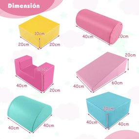 Kit para brincar e trepar de 6 peças com diferentes formas para o desenvolvimento motor das crianças Multicolor-Rosa