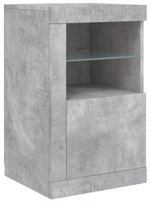 Aparador com luzes LED 123x37x67 cm cinzento cimento