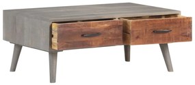 Mesa de centro 100x60x40 cm mangueira maciça áspera cinzento