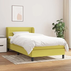 vidaXL Cama com molas/colchão 90x190 cm tecido verde