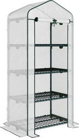 Estufa de Jardim com 4 Prateleiras e Cobertura de PE Estufa de Aço para Cultivo de Plantas Flores 70x50x160cm Branco