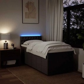 Cama com molas/colchão 90x200 cm tecido castanho-escuro