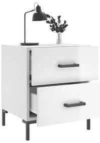 Mesas de cabeceira 2pcs derivados de madeira branco brilhante