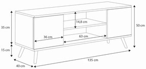 Móvel TV Focus 135 cm cor carvalho artesanal/ branco