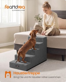 Escada para cães em espuma com 5 degraus, 76 x 40 x 57 cm cinzento escuro