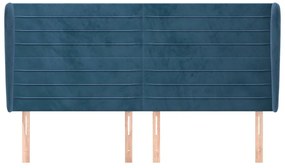 Cabeceira cama c/ abas veludo 183x23x118/128 cm azul-escuro