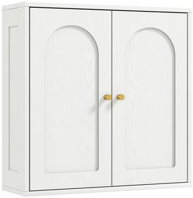HOMCOM Armário de Casa de Banho de Parede Móvel de Casa de Banho Suspenso com Prateleiras 2 Portas com Desenho em Arco 60x20x60 cm Branco