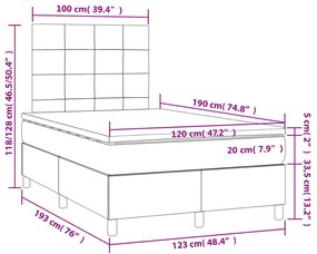 Cama boxspring com colchão 120x190 cm veludo cinzento-escuro