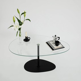 Mesa de Centro Porto – Transparente/Preto – 90x40x60 cm
