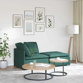 Sofá modular com pufes e almofadas tecido verde-escuro