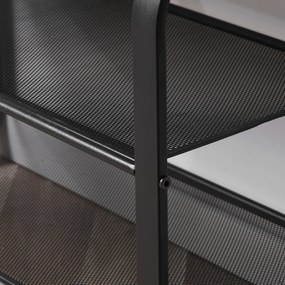 HOMCOM Sapateira Multiúso para 6-9 Pares de Sapatos Móvel com Estrutura Metálica para Entrada Corredor 66x30x47,5cm Carvalho e Preto