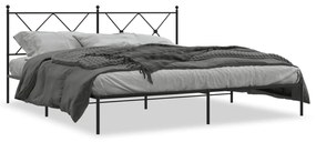 Estrutura de cama em metal com cabeceira 180x200 cm preto