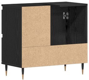 Armário de pia de banheiro vidaXL Preto Carvalho 65x33x60 cm Madeira e