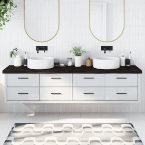 Bancada p/ WC 220x60x(2-6)cm madeira tratada maciça castanho