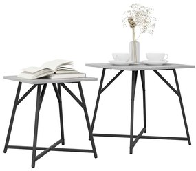 Conjunto de Mesas de Apoio 2 pcs Cinzento Sonoma em Madeira e Metal