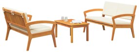 Conjunto Bistro de 3 Peças com Almofadas - Madeira de Acácia Maciça