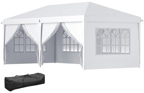 Outsunny Tenda para Festas 585x295x270 cm com Paredes Laterais Amovíveis 2 Portas com Zíper 4 Janelas e Bolsa de Transporte Branco