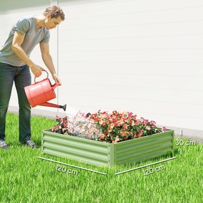 Floreira de Jardim Elevada, 120 x 120 x 30 cm, Resistente à Ferrugem, Verde-Claro