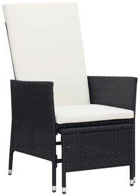 3 pcs conjunto lounge para jardim c/ almofadões vime PE preto