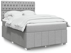 vidaXL Cama com molas/colchão 140x190 cm tecido cinzento-claro