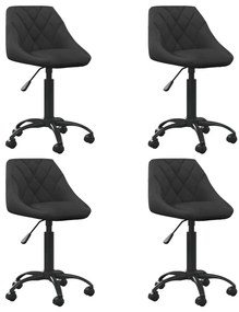 vidaXL Cadeiras de jantar giratórias 4 pcs veludo preto