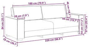 Sofá de 3 lugares cinza escuro 180 cm tecido