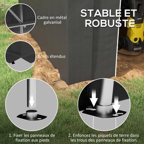 Abrigo de jardim em Lona, tenda de arrumação exterior, abrigo para bicicletas, garagem para bicicletas, lona em PE e metal, 2,4 x 1,8 x 1,9 m, cinzent