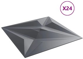 Painéis de parede 24 pcs 50x50 cm 6m² XPS estrela cinzento
