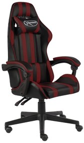Cadeira estilo corrida couro artificial preto e vermelho tinto